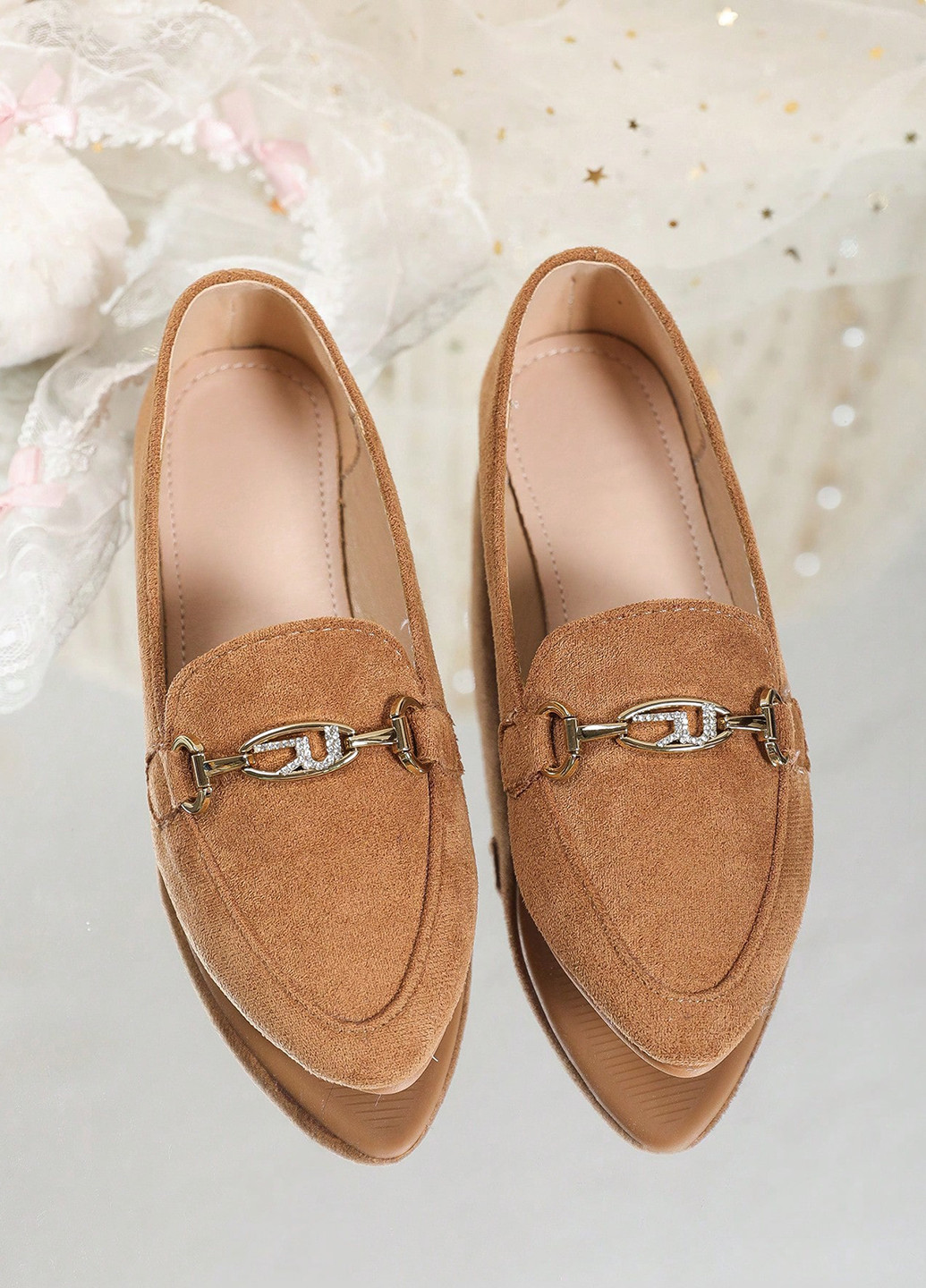 Коричневые туфли на низком каблуке SHEIN