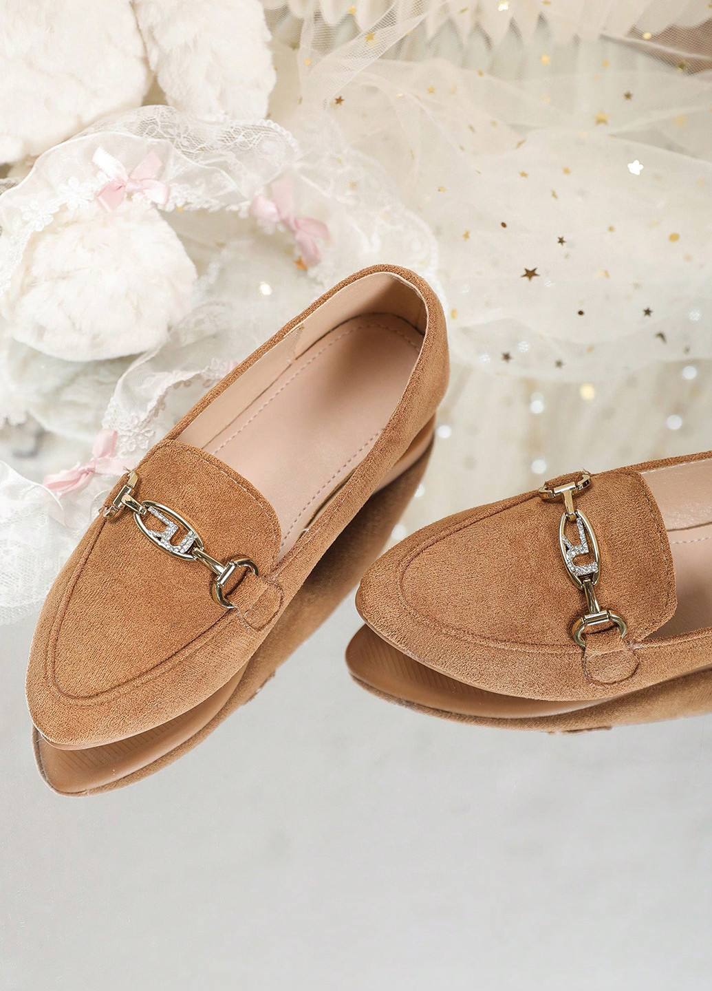 Коричневые туфли на низком каблуке SHEIN