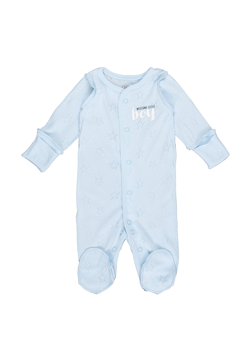 Летний человечек для новорожденных Фламинго Текстиль однотонный голубой домашний хлопок