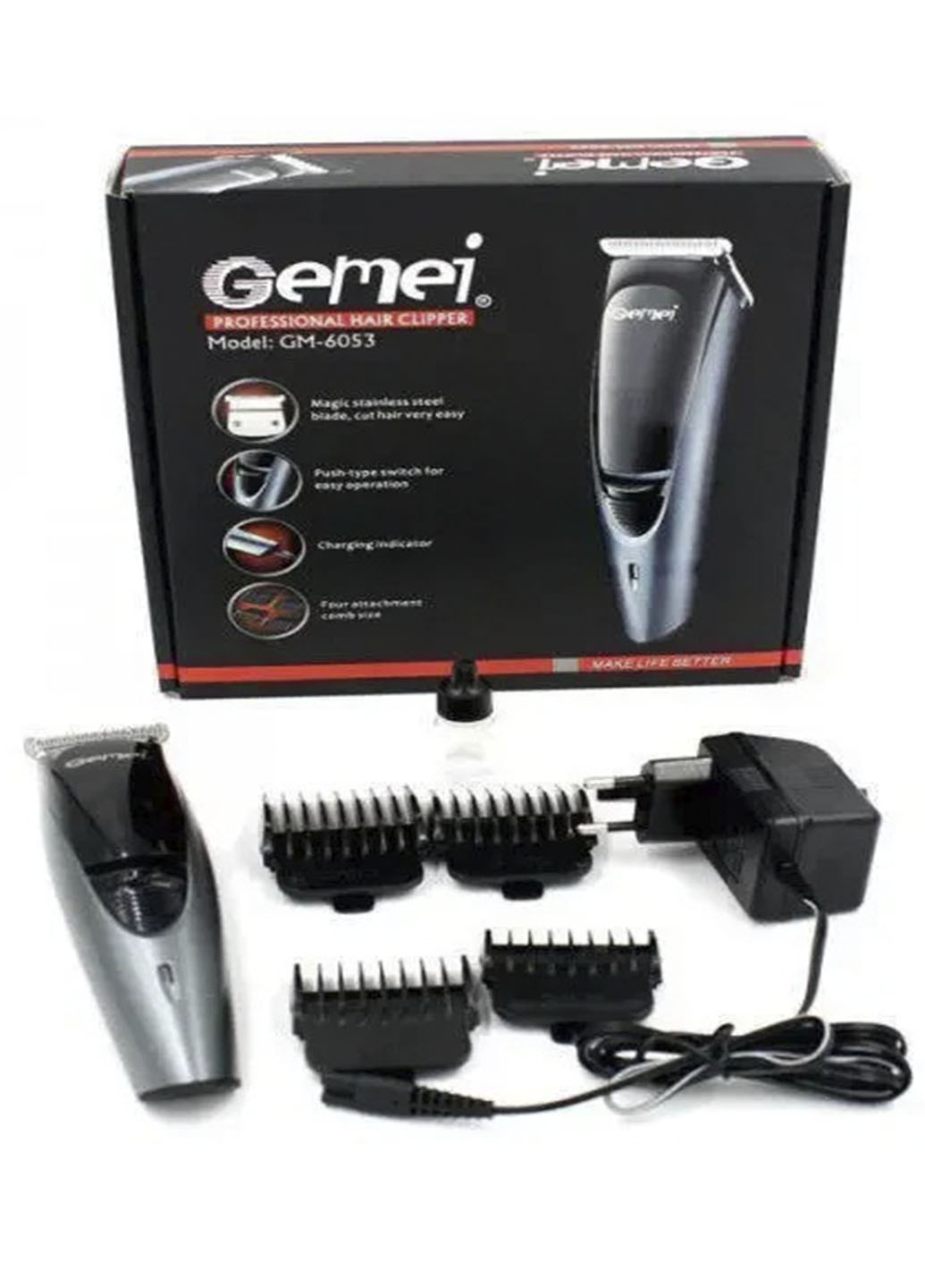 Машинка для стрижки волосся та бороди GM-6053 професійна бездротова електрична Gemei (253294176)