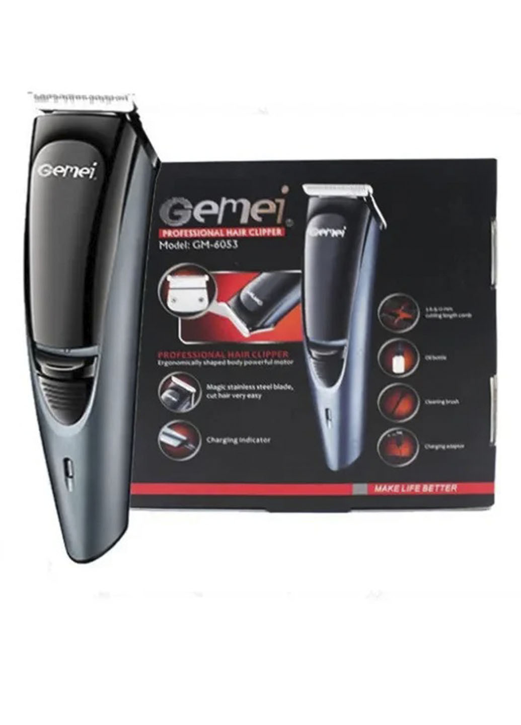 Машинка для стрижки волосся та бороди GM-6053 професійна бездротова електрична Gemei (253294176)