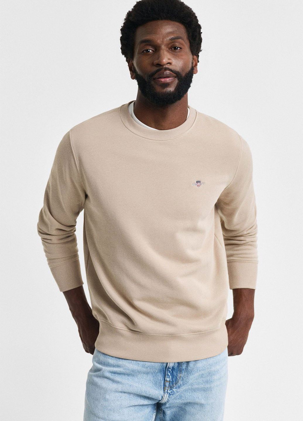 Светло-бежевый свитшот Gant однотонный вышивка (347073345)