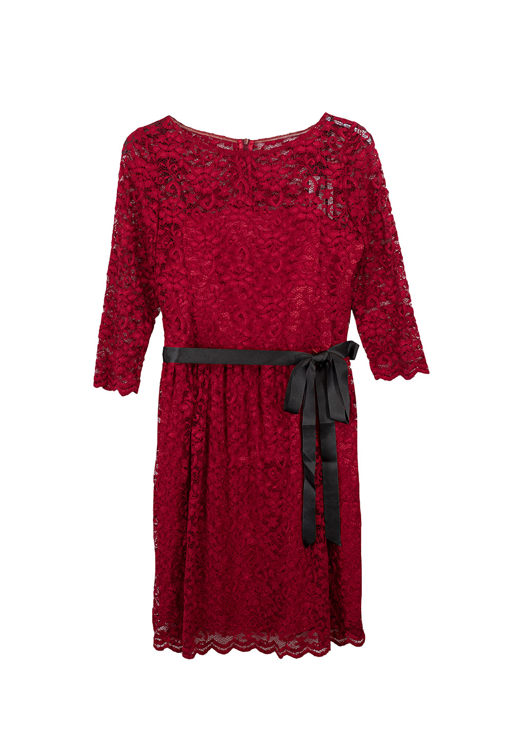 Темно-красное кэжуал платье Swing однотонное
