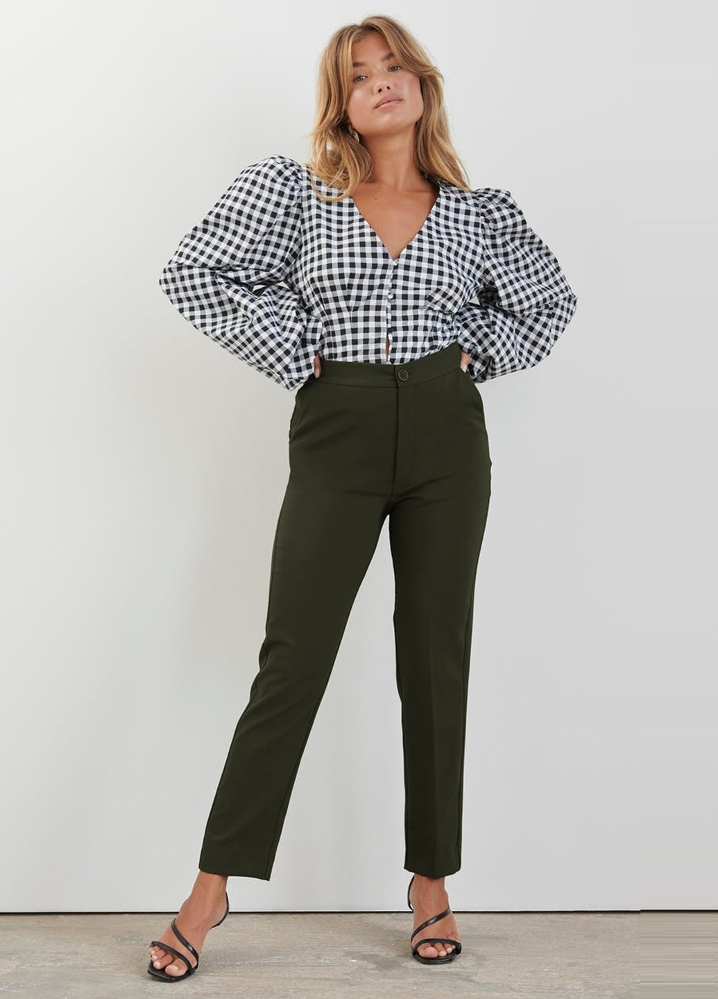 Зеленые кэжуал демисезонные прямые брюки Gina Tricot