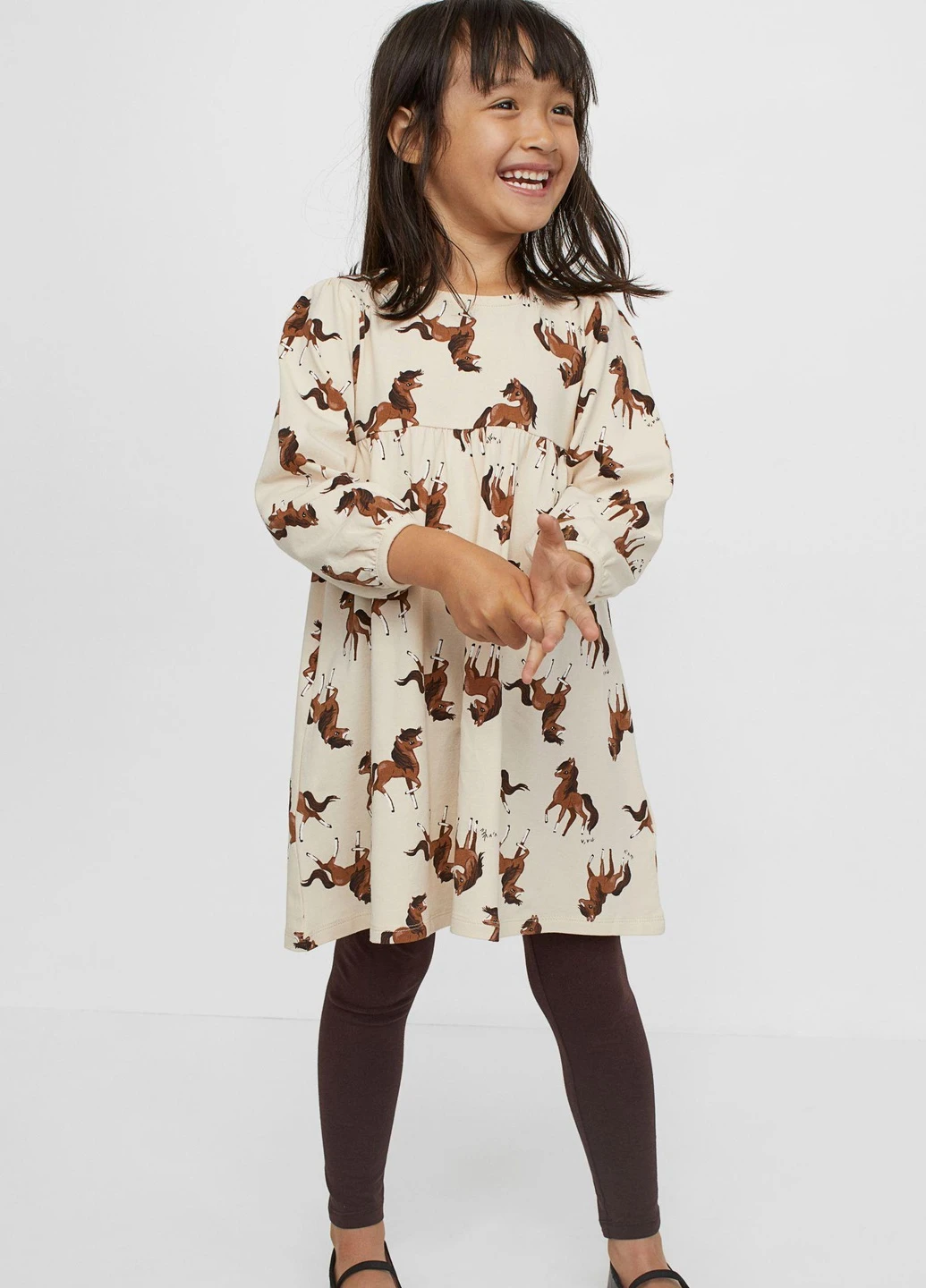 Молочна сукня демісезон,молочний в бежеві візерунки, H&M (255193008)