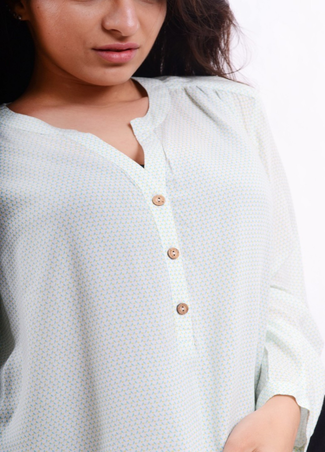Комбінована демісезонна блуза з акварельним принтом в78 Luxik