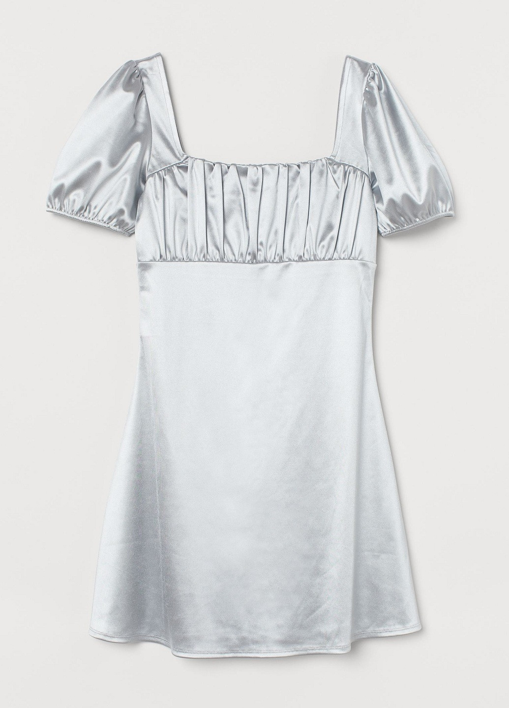Темно-серое коктейльное платье с пышным рукавом H&M однотонное