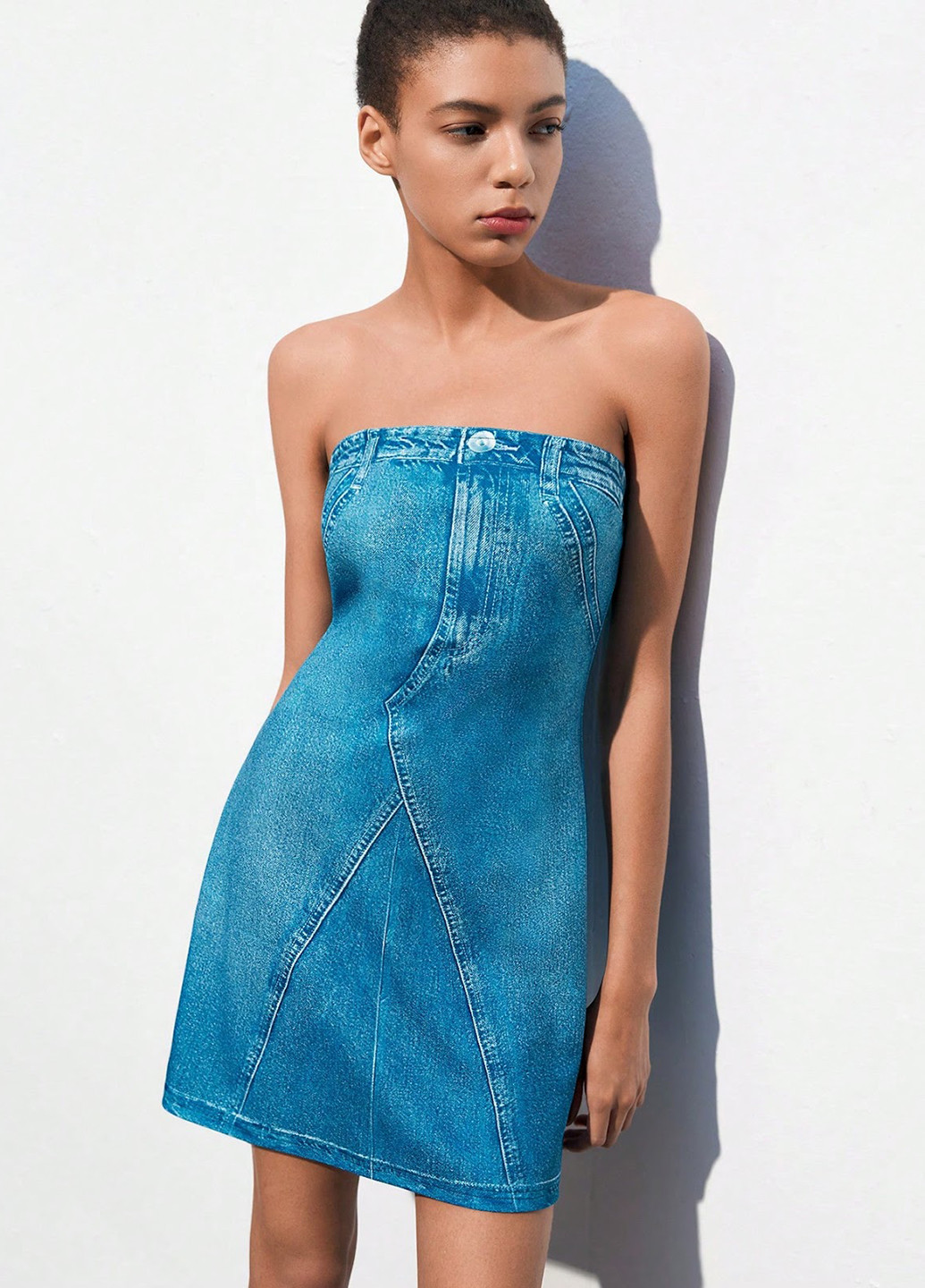 Синя кежуал сукня з відкритими плечима SHEIN з малюнком