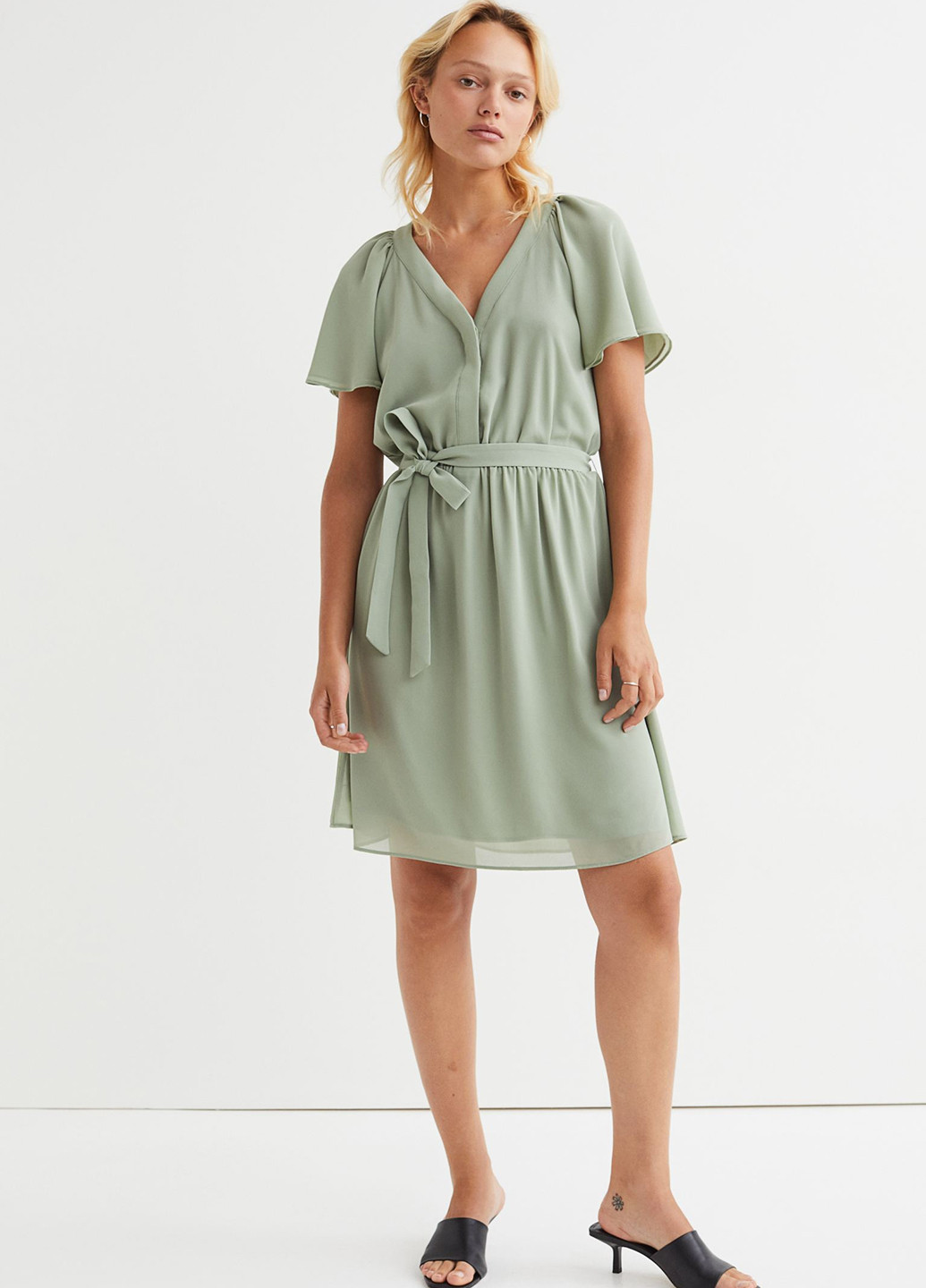 Світло-бірюзова кежуал сукня кльош H&M однотонна