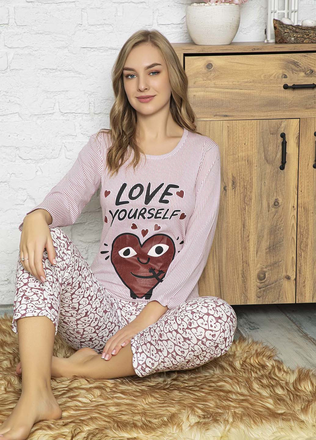 Бузковий демісезонний комплект (лонгслів, брюки) Rinda Pijama