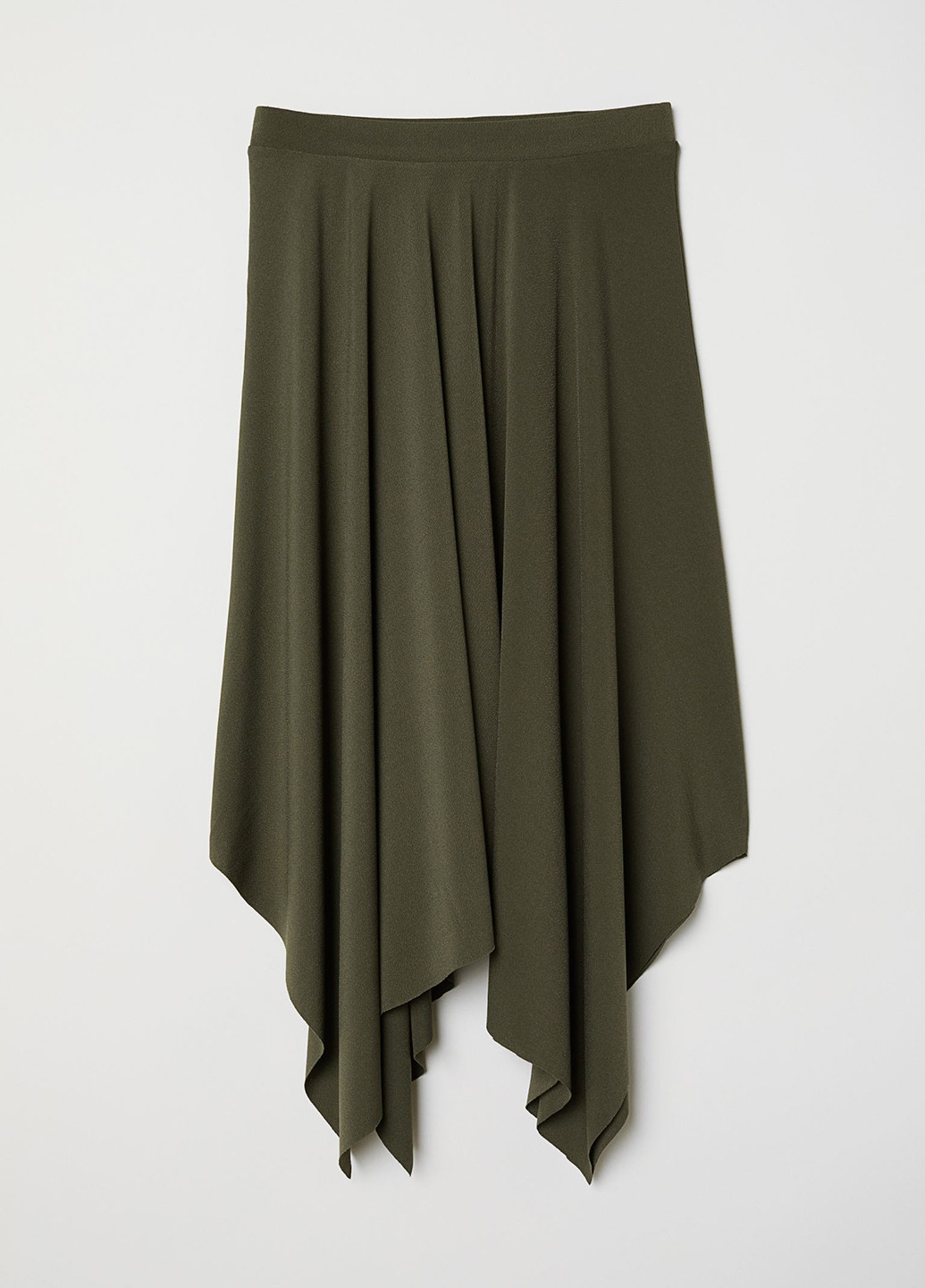 Оливковая кэжуал однотонная юбка H&M клешированная