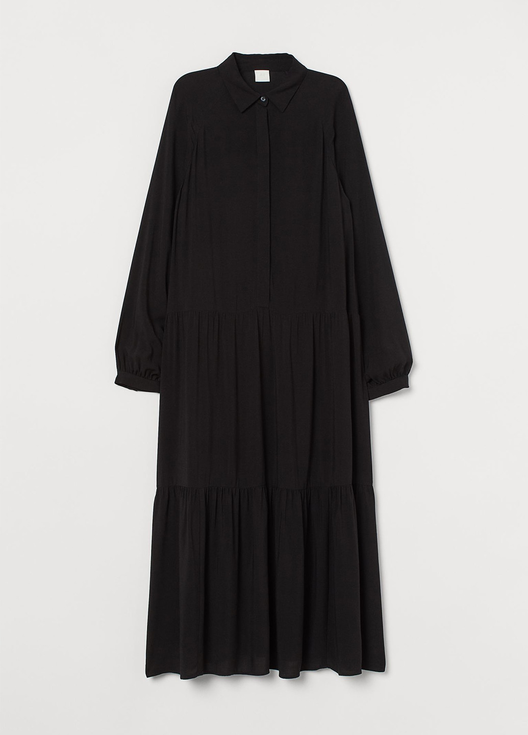Черное кэжуал платье рубашка, а-силуэт H&M однотонное