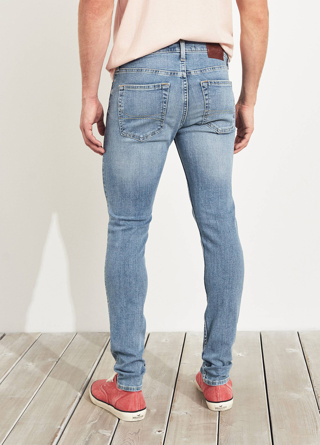 Голубые демисезонные скинни джинсы Hollister