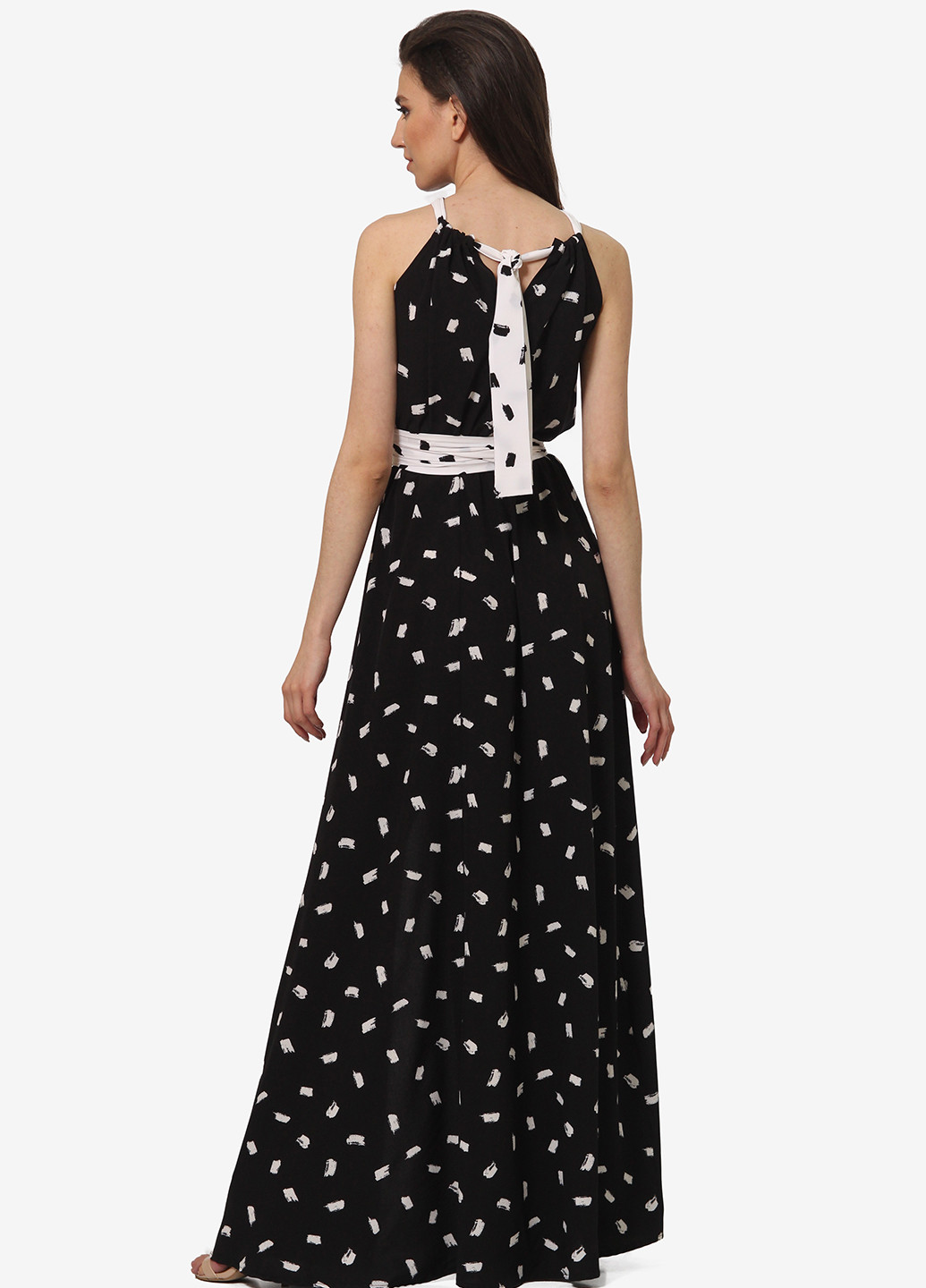 Чорно-білий вечірня сукня, сукня в стилі армпір Lila Kass в горошок