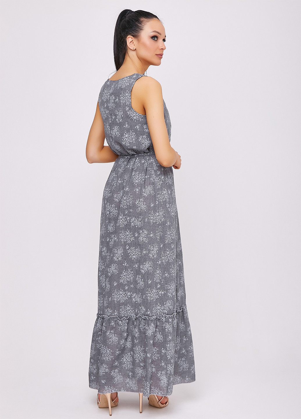 Темно-сіра кежуал сукня ST-Seventeen з квітковим принтом
