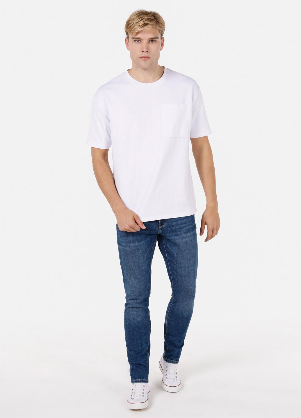 Синие демисезонные зауженные джинсы Colin's