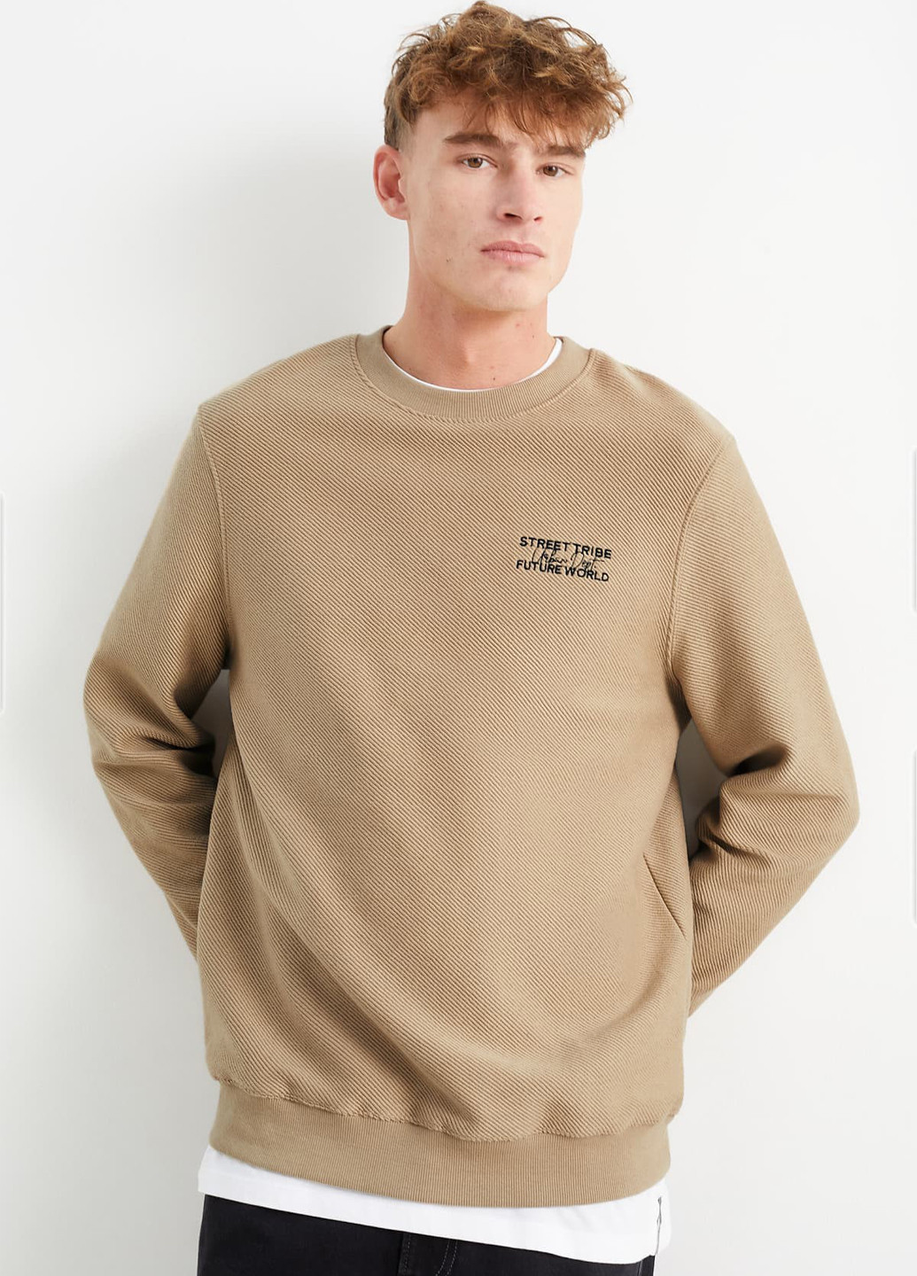 Бежевий світшот C&A однотонний вишивка (313290908)