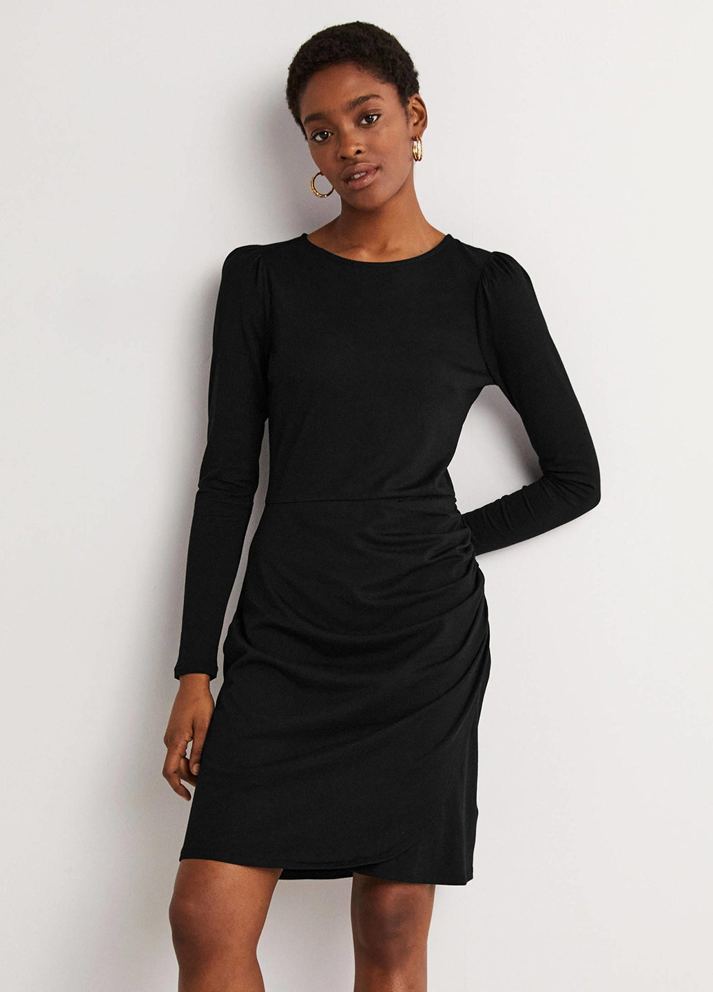 Черное кэжуал платье на запах Boden однотонное