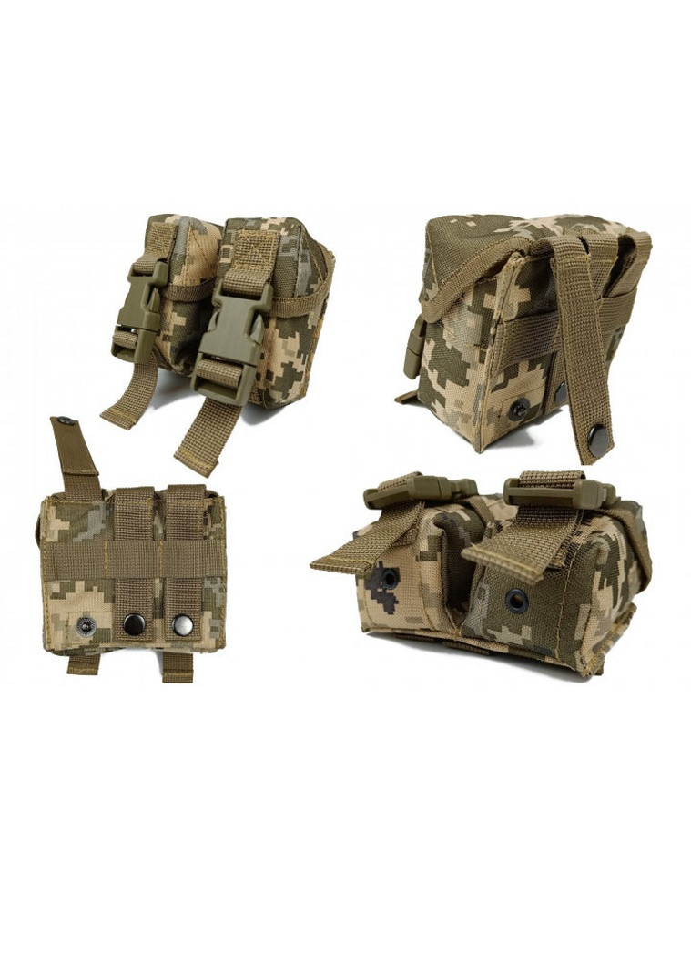 Підсумок PA m4 подвійний для гранат 12х12х6 см піксель ЗСУ MM-14 (MOLLE, підсумок подвійний гранат на розгрузку, жилет, РПС) EasyFit (255295021)
