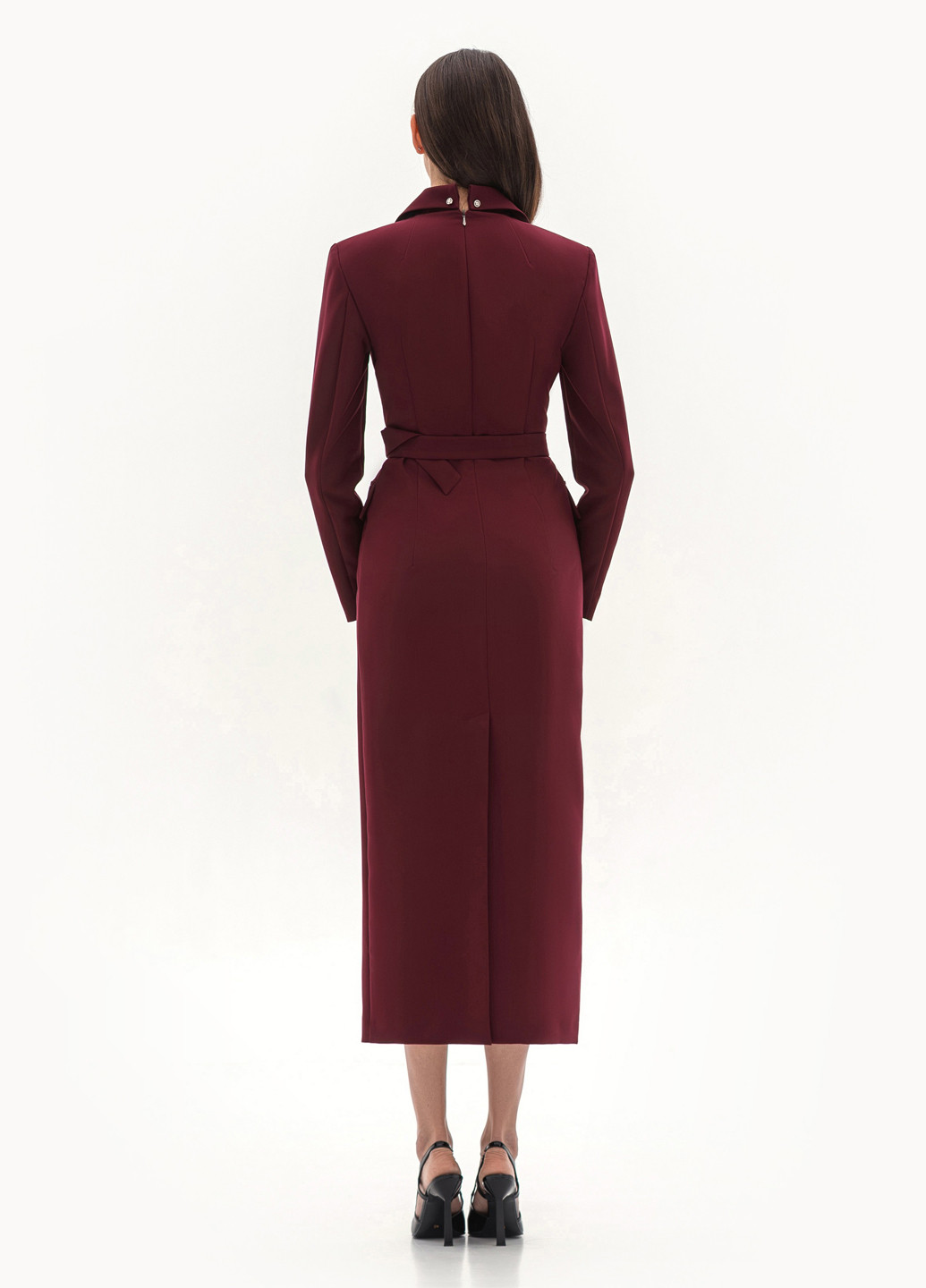 Бордовое деловое, кэжуал платье платье-жакет BGL однотонное