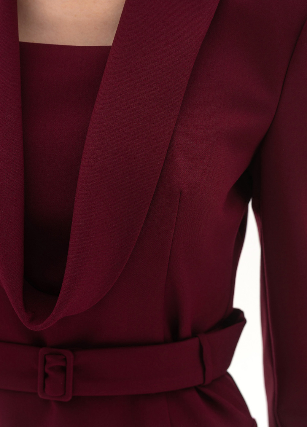 Бордовое деловое, кэжуал платье платье-жакет BGL однотонное