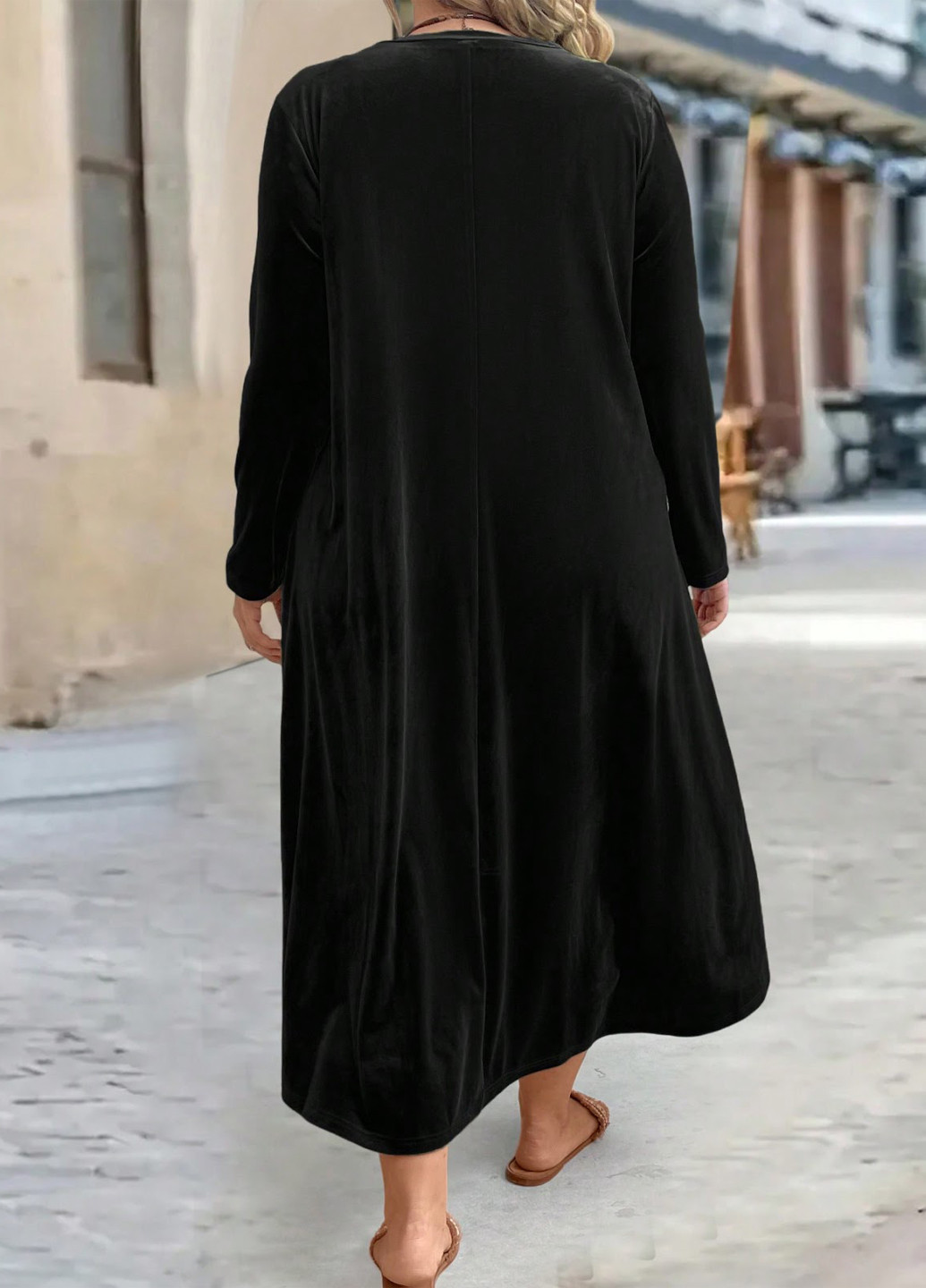 Черное кэжуал платье клеш SHEIN однотонное