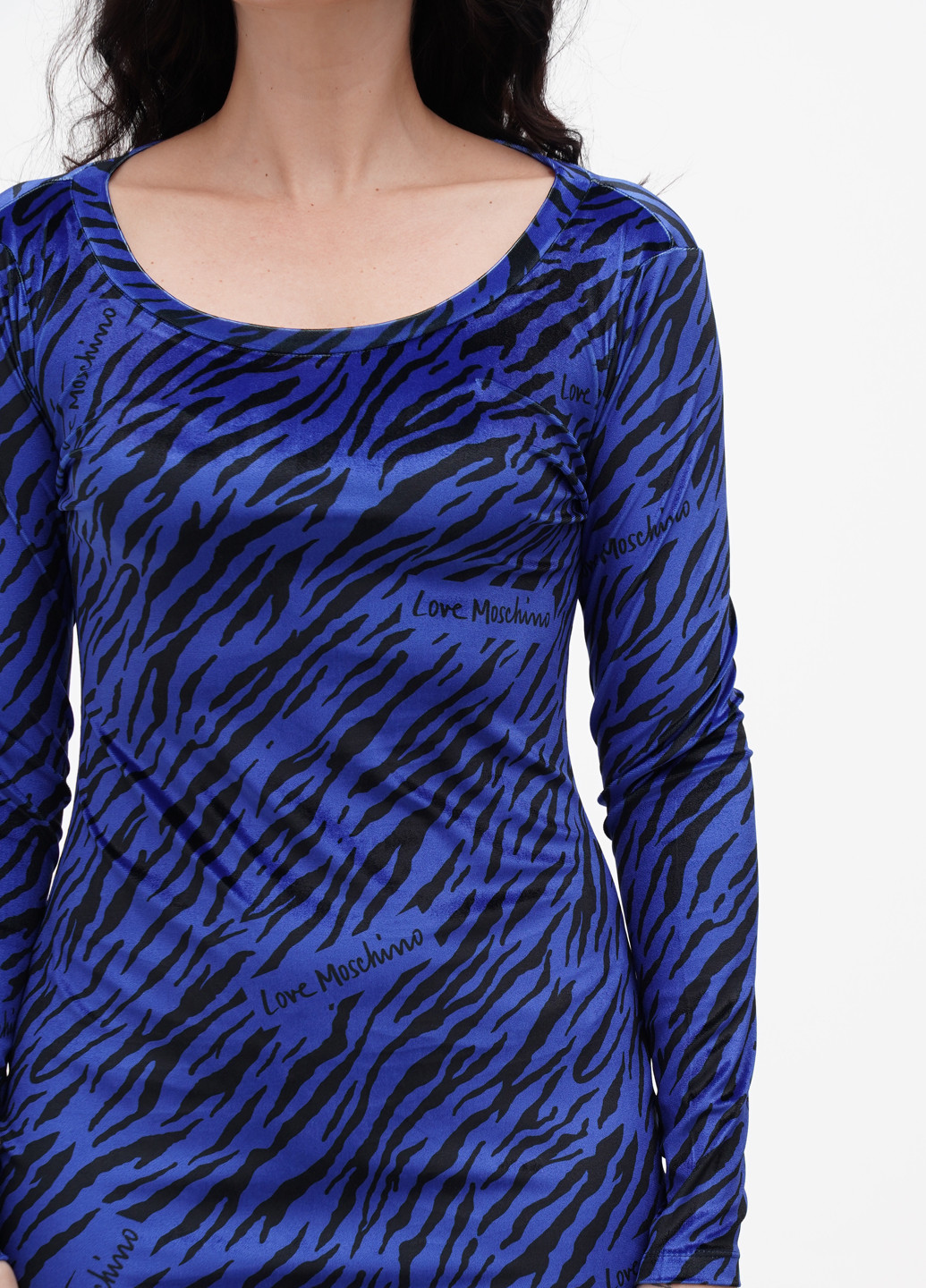 Синее кэжуал платье Love Moschino зебра