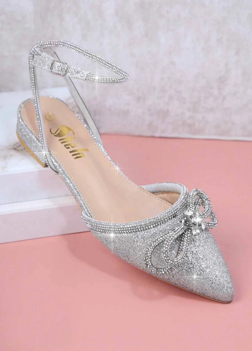 SHEIN Туфлі слінгбекі срібний з текстиль, китай — літо (367006327)