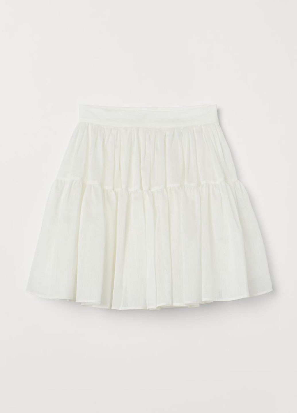 Белая кэжуал однотонная юбка H&M клешированная