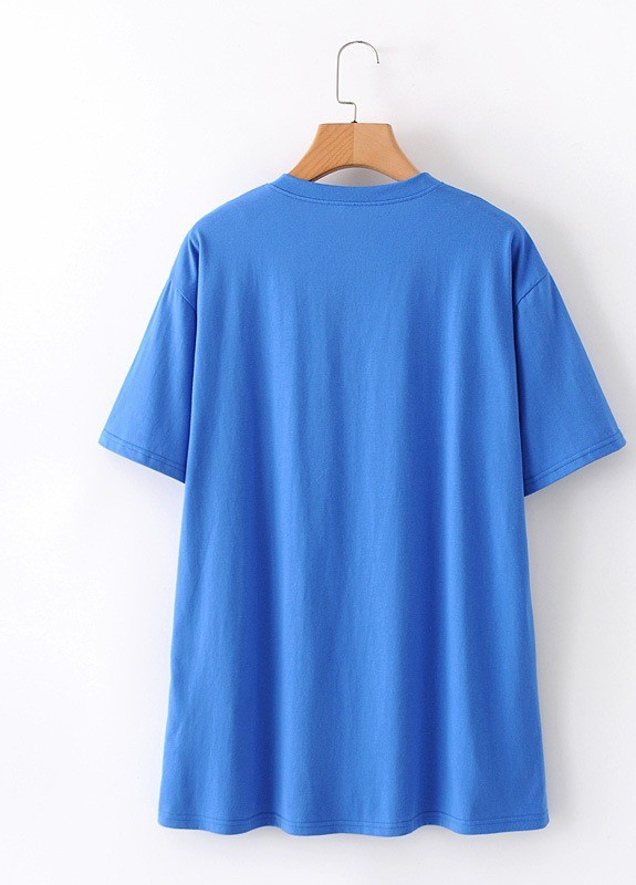 Синя літня футболка жіноча sunny flowers Berni Fashion WF-2778