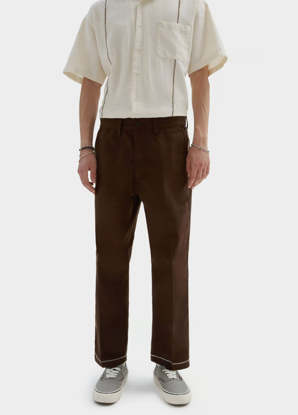 Коричневые кэжуал демисезонные прямые, укороченные брюки Vans