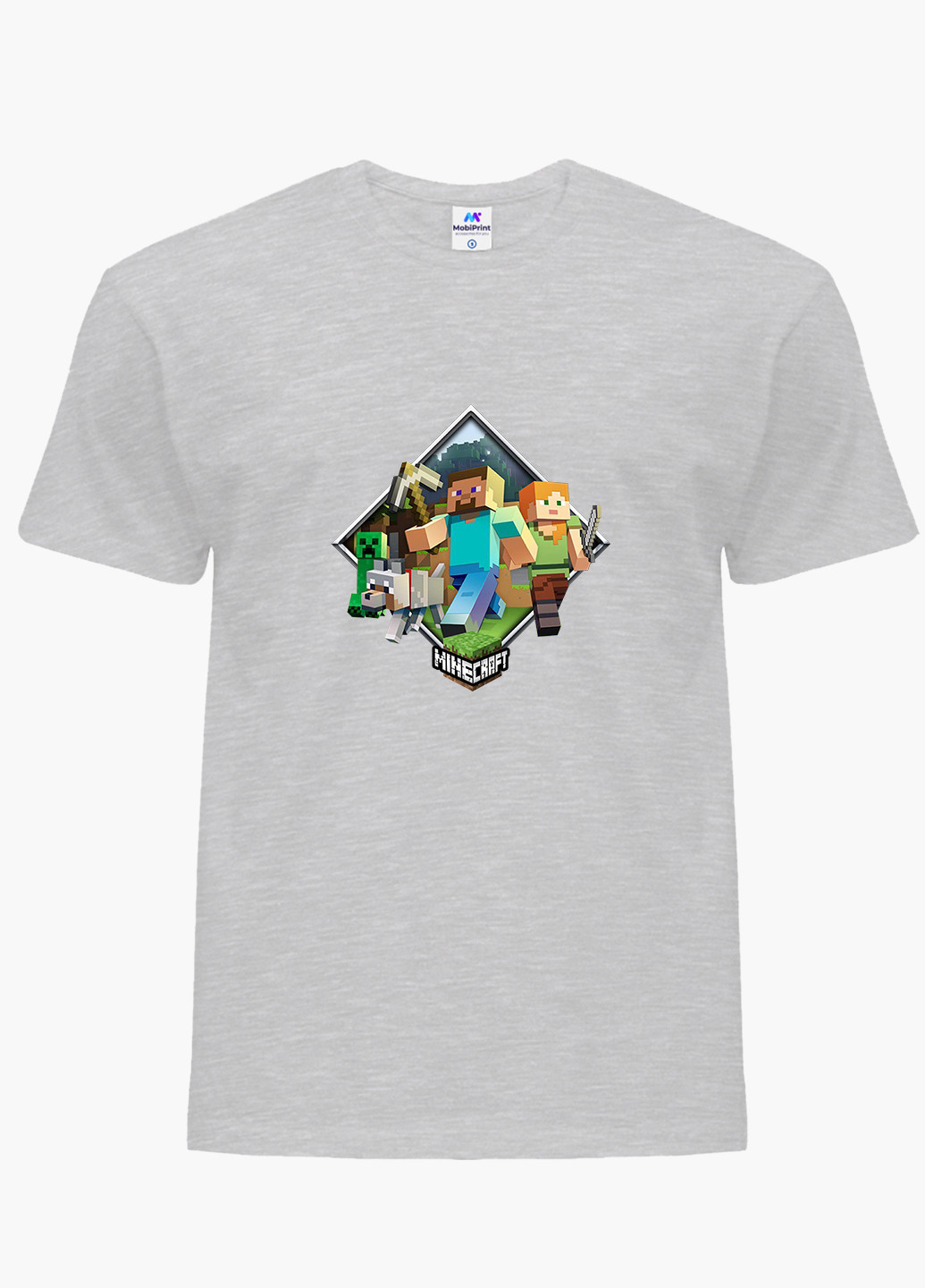 Светло-серая демисезонная футболка детская майнкрафт (minecraft)(9224-1175) MobiPrint
