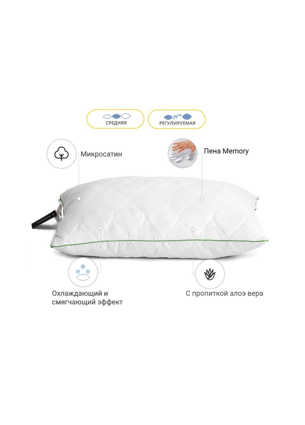 Подушка 1471 Eco Aloe Vera memory effekt Средняя 70х70 см (2200001539891) Mirson (254053018)