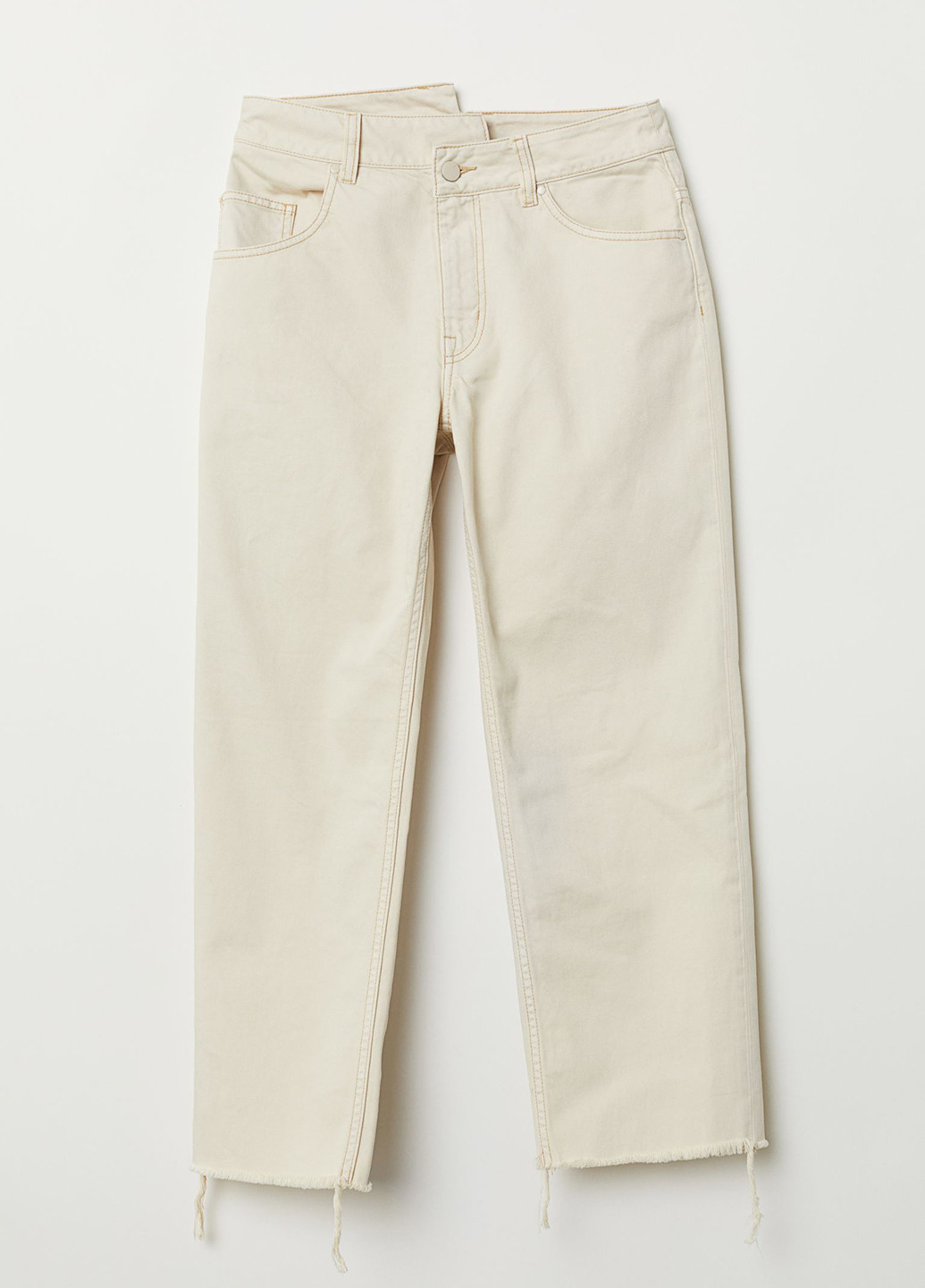 Джинси H&M прямі однотонні бежеві джинсові бавовна