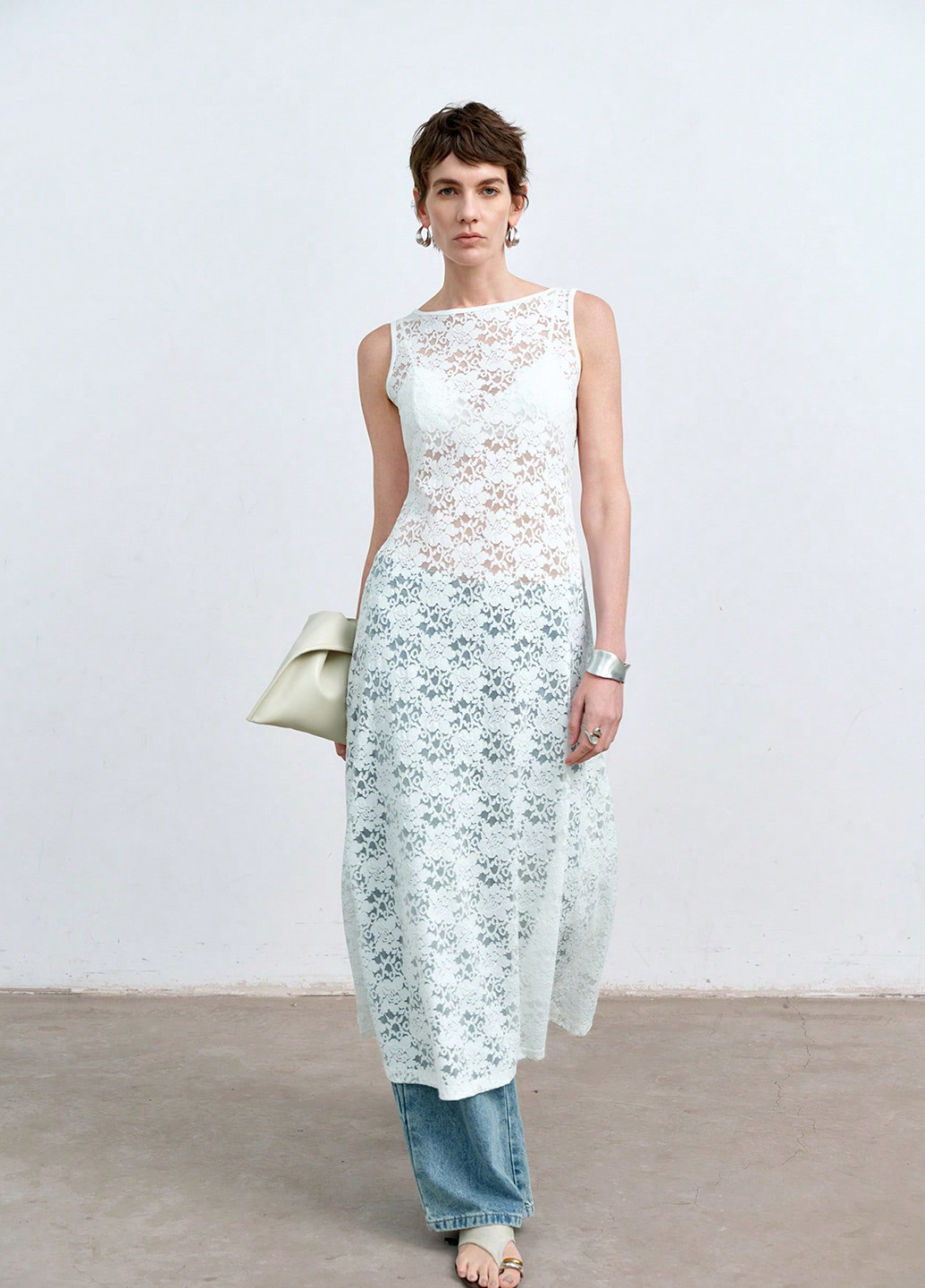 Белое кэжуал платье платье-майка SHEIN однотонное