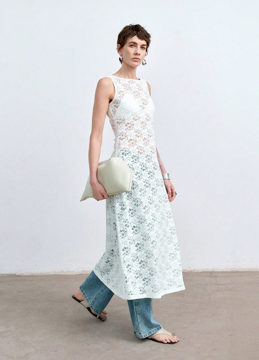 Белое кэжуал платье платье-майка SHEIN однотонное