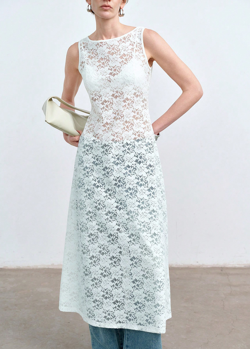 Белое кэжуал платье платье-майка SHEIN однотонное