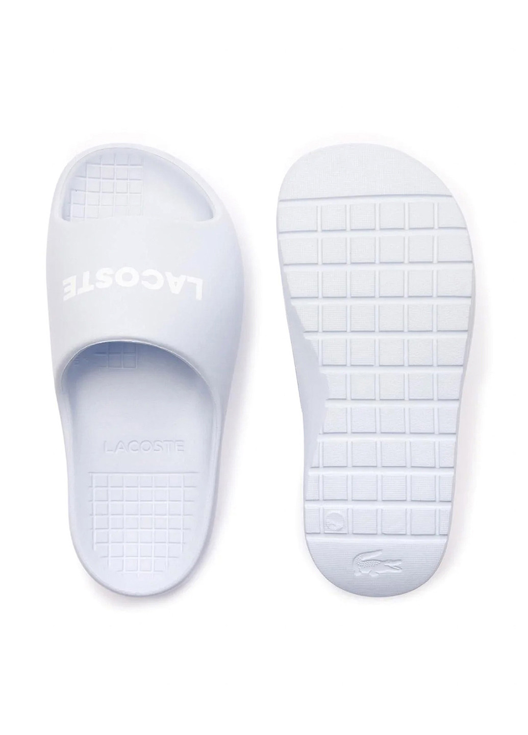 Светло-голубые шлепанцы Lacoste с логотипом