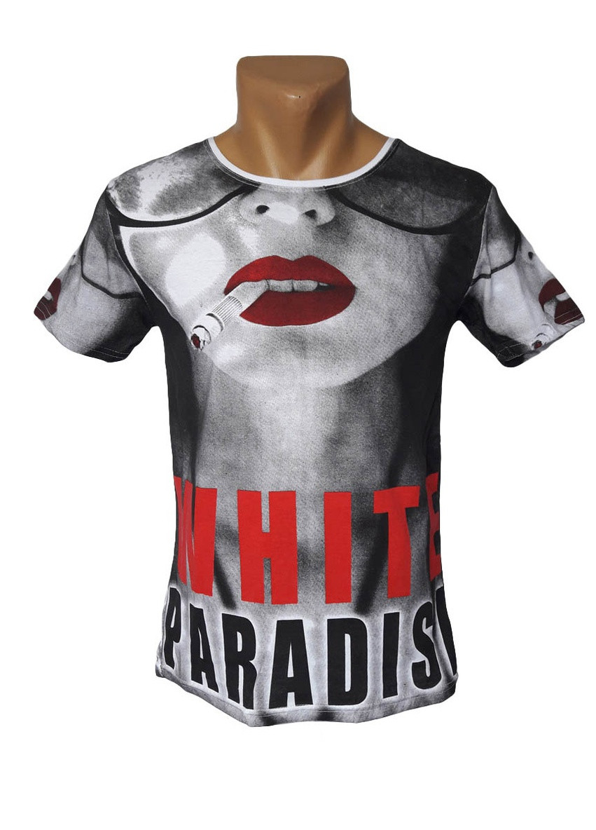 Серая оригинальная серая футболка White Paradise