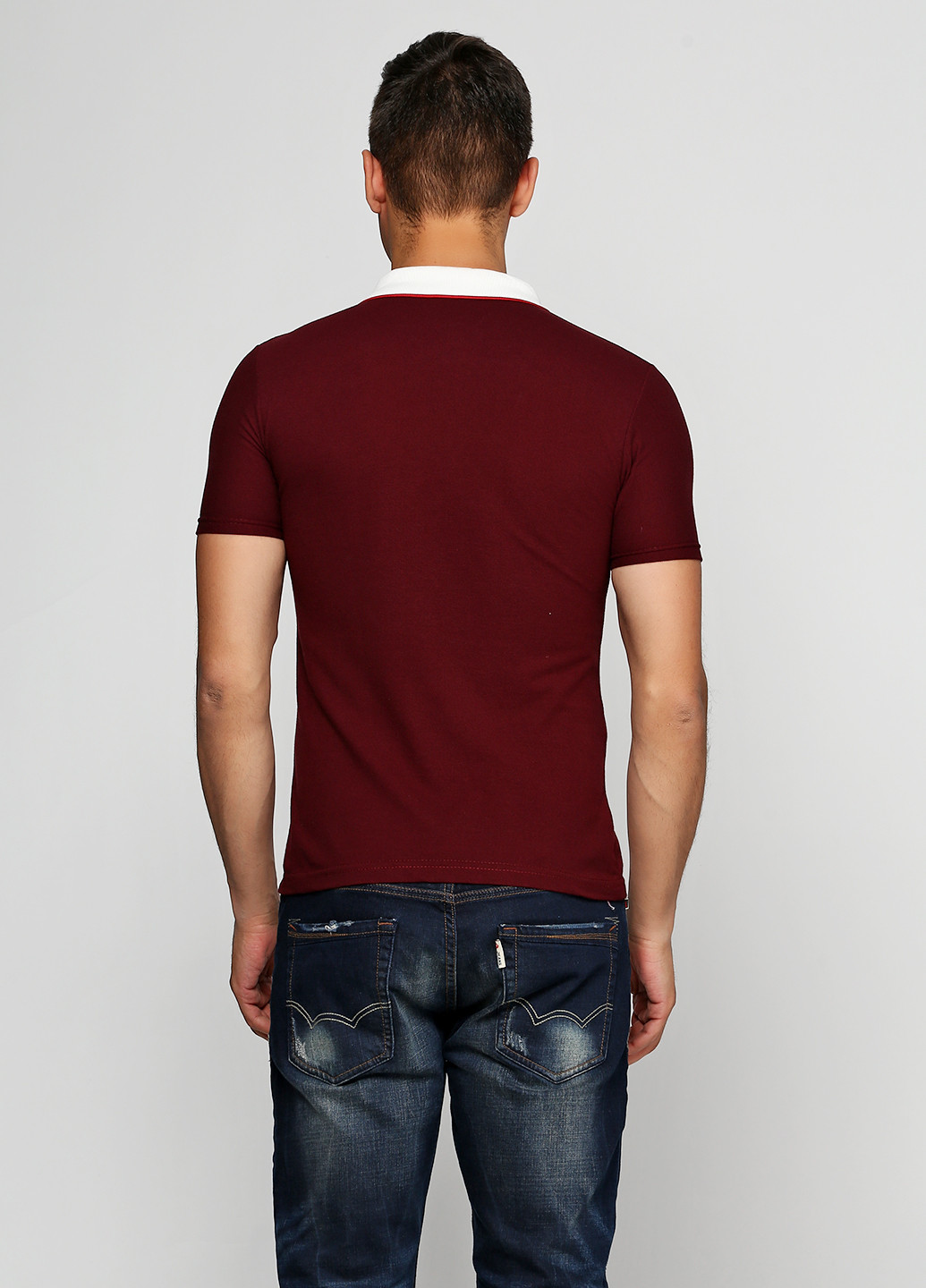 Бордовая футболка-поло для мужчин Chiarotex однотонная