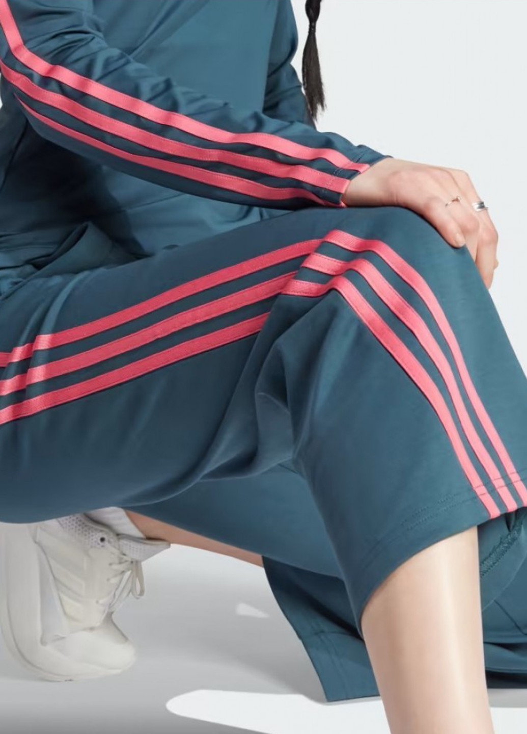 Темно-бирюзовые спортивные демисезонные клеш брюки adidas