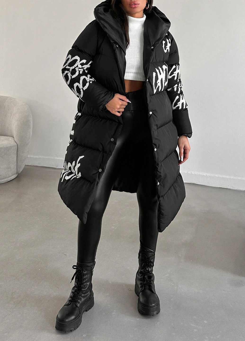 Черная зимняя куртка SHEIN