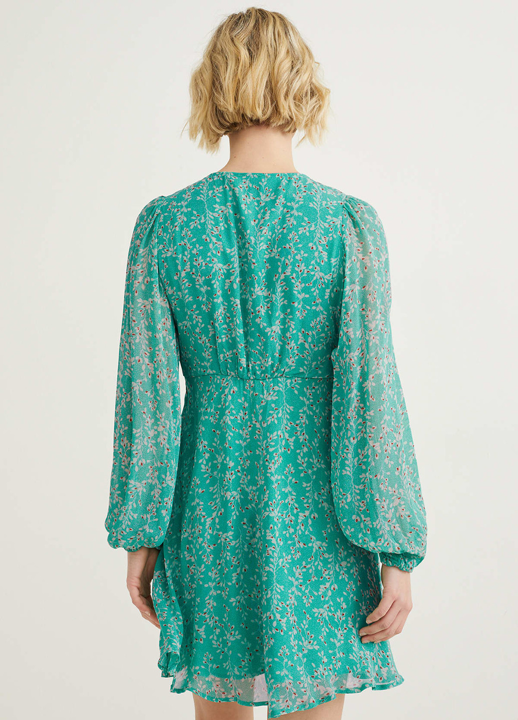 Зеленое кэжуал платье клеш C&A с цветочным принтом