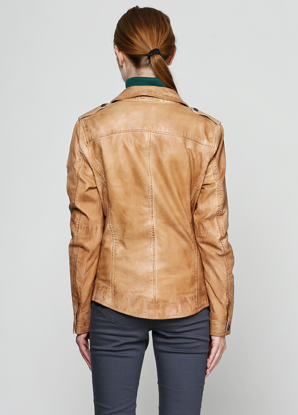 Светло-коричневая демисезонная куртка кожаная Gipsy