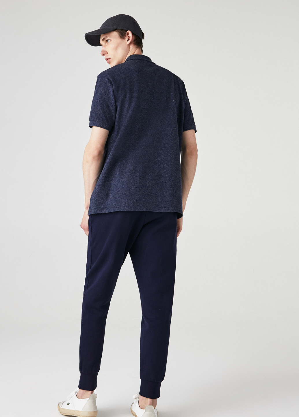 Темно-синяя футболка-поло для мужчин Lacoste меланжевая