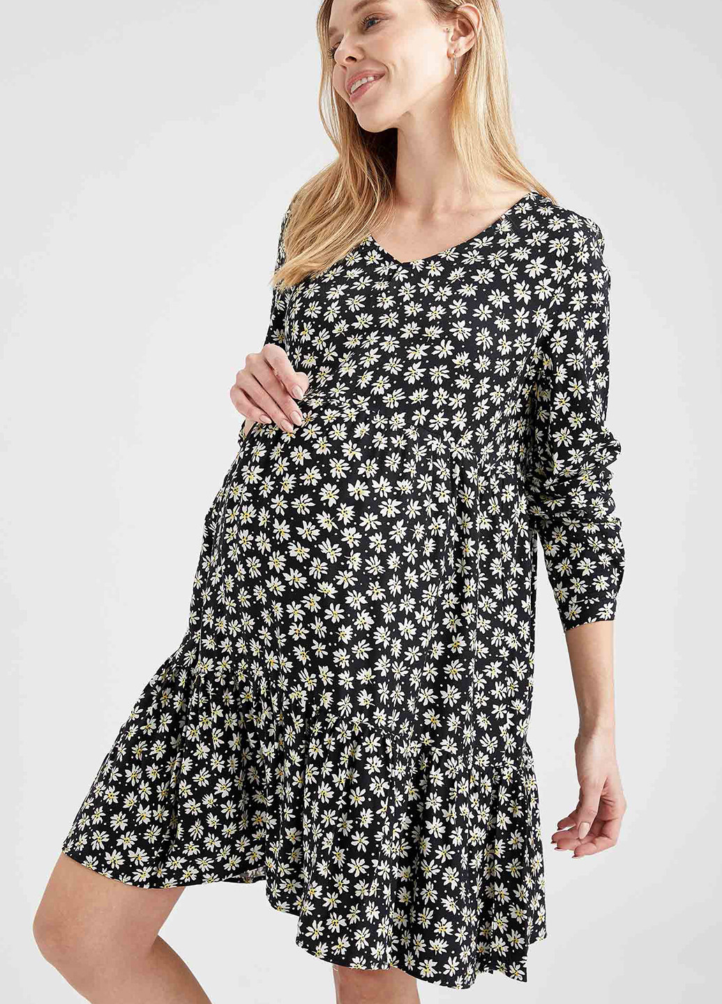 Черное кэжуал платье для беременных клеш DeFacto