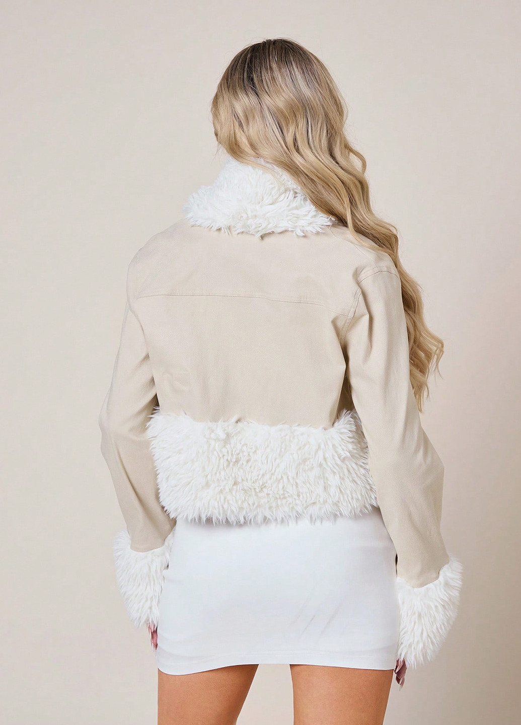 Молочное Кэжуал полупальто SHEIN однотонное