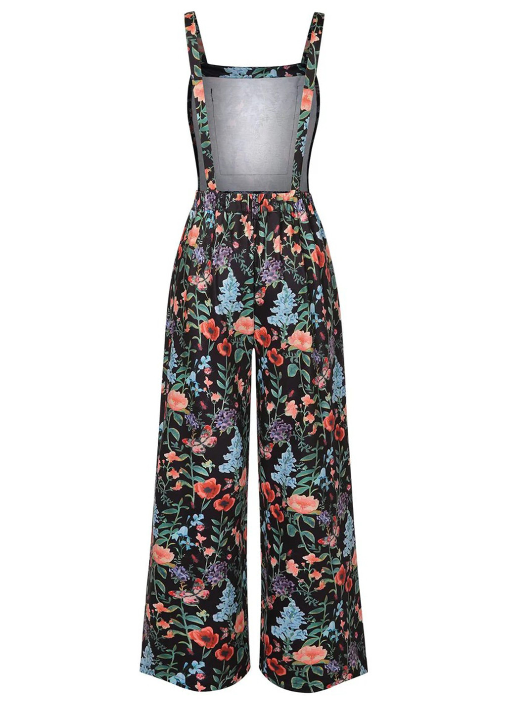 Комбінезон SHEIN комбінезон-брюки квітковий чорний кежуал поліестер