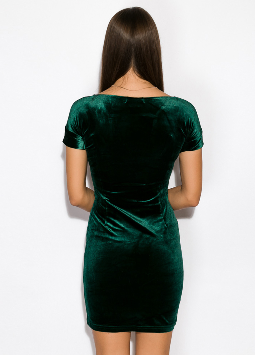 Темно-зеленое коктейльное платье Time of Style однотонное