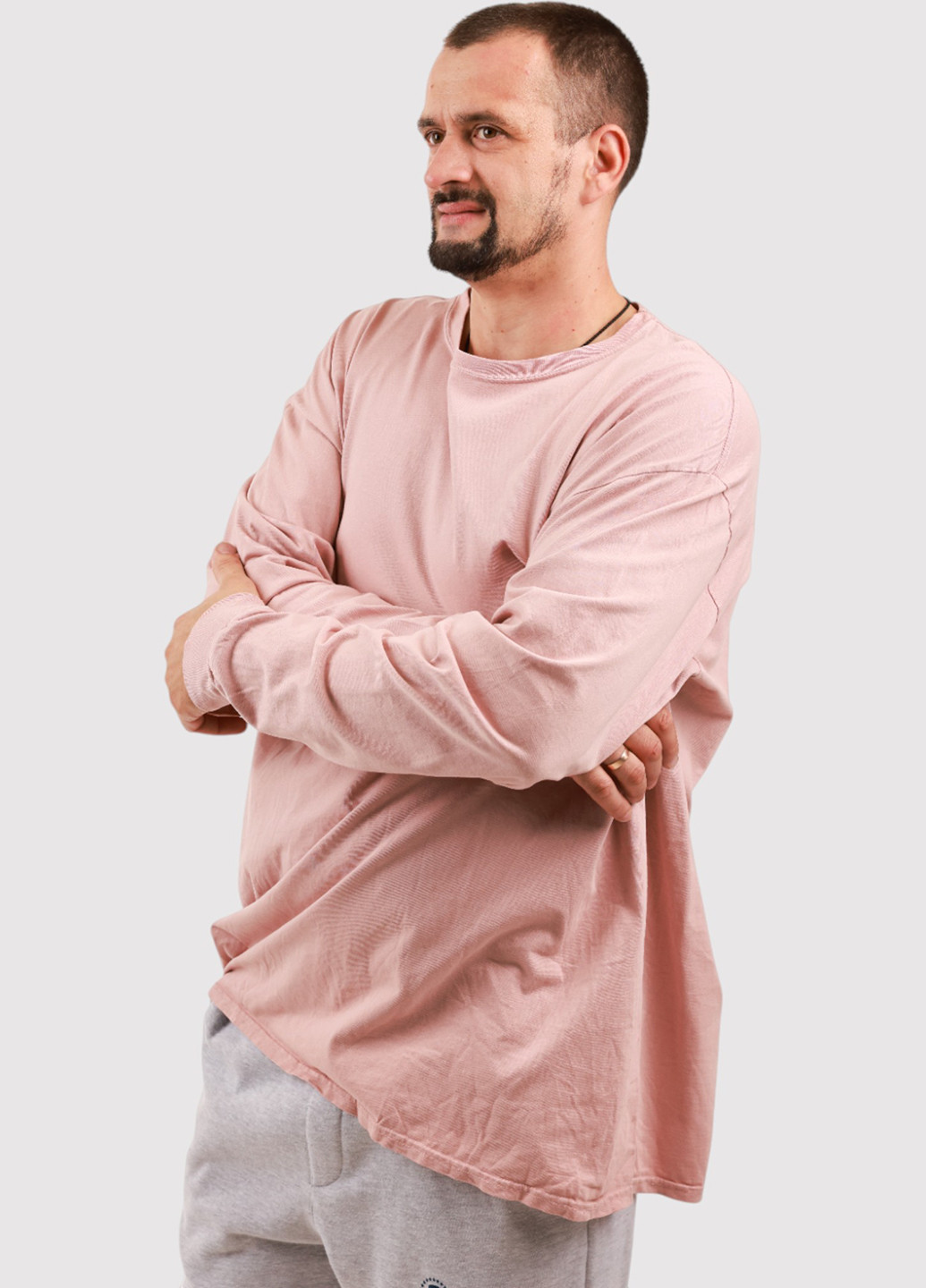 Лонгслів Blue 84 однотонний пудровий кежуали трикотаж, бавовна